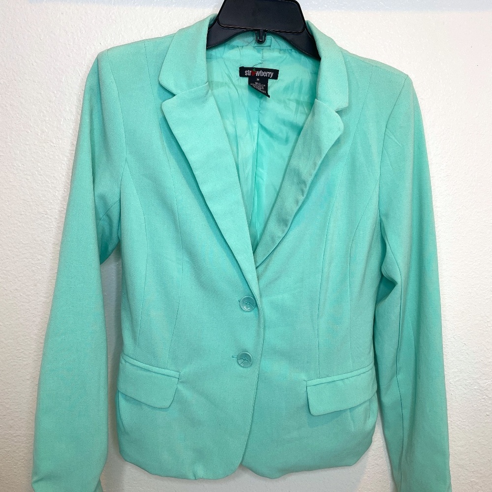 Woman's Blazer- "Strawberry" in Mint Green -Size M